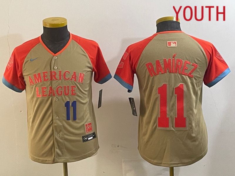 Youth Cleveland Indians 11 Ramirez Orange All star 2024 Nike MLB Jersey style 4